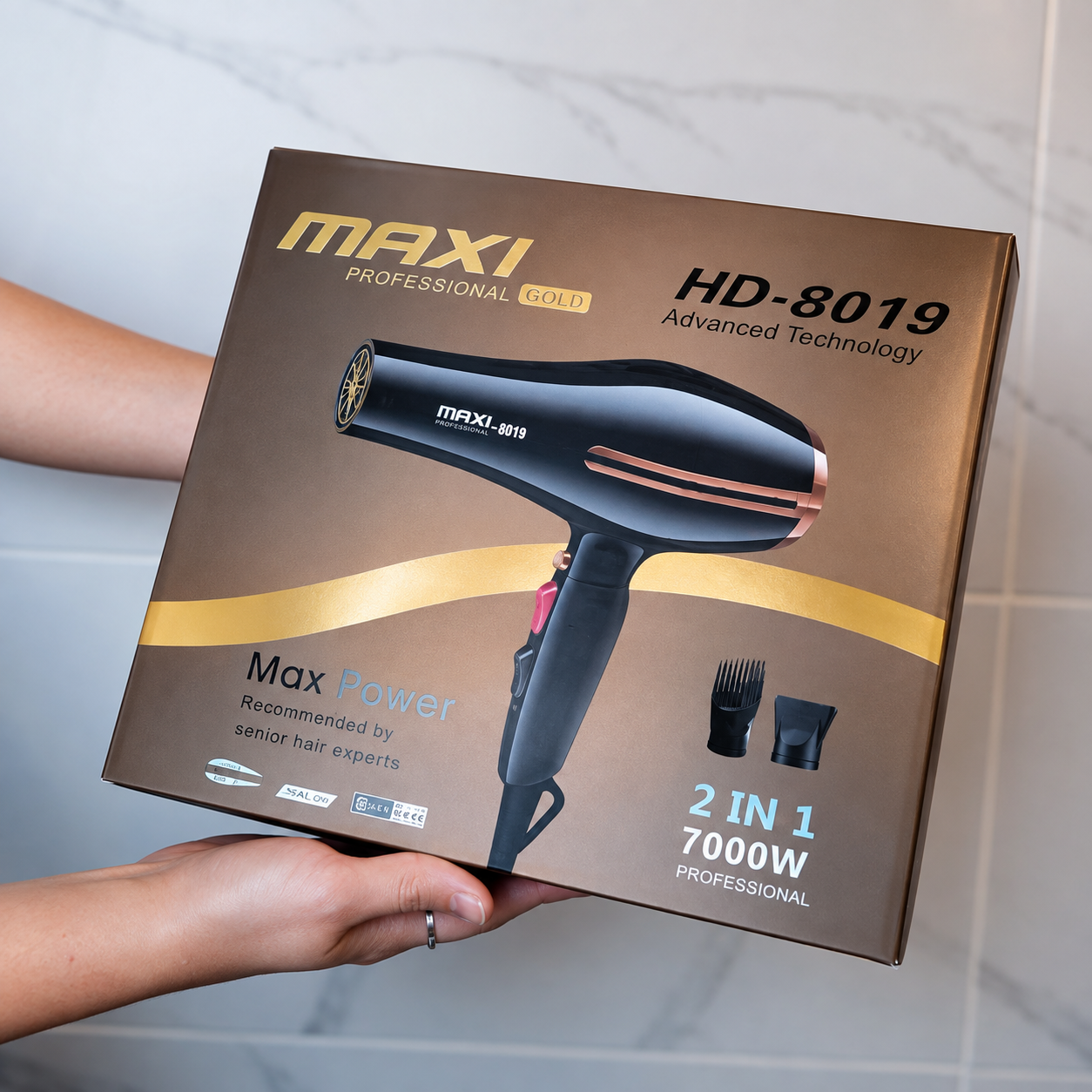 Caja original del secador MAXI Professional Gold HD-8019 7000W