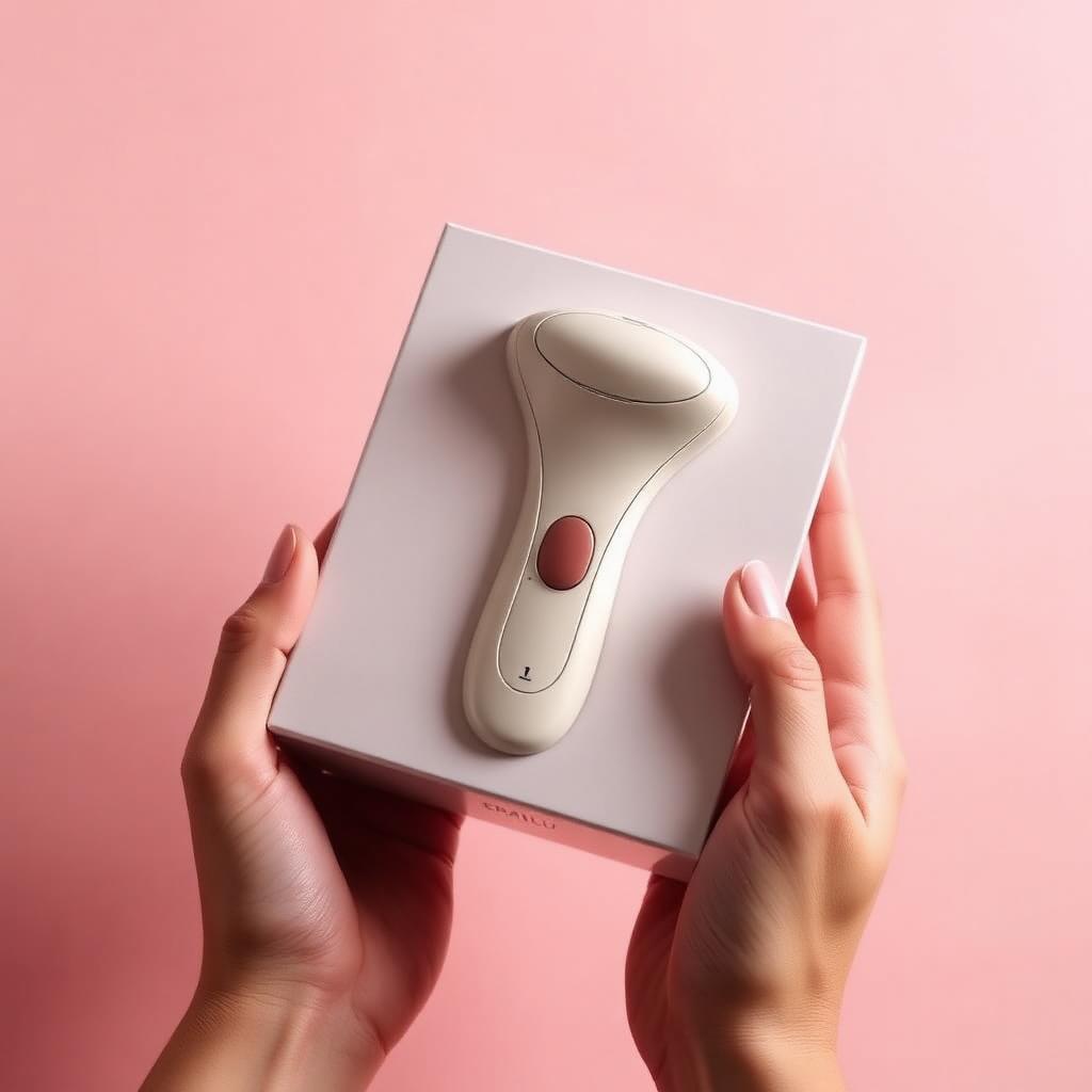 Caja de depiladora IPL en packaging minimalista (imagen de referencia)
